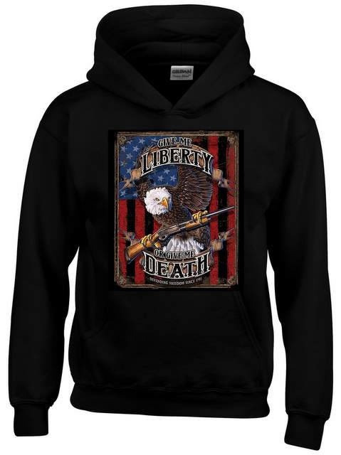 ''GIVE ME LIBERTY'' Black color HOODY XXL