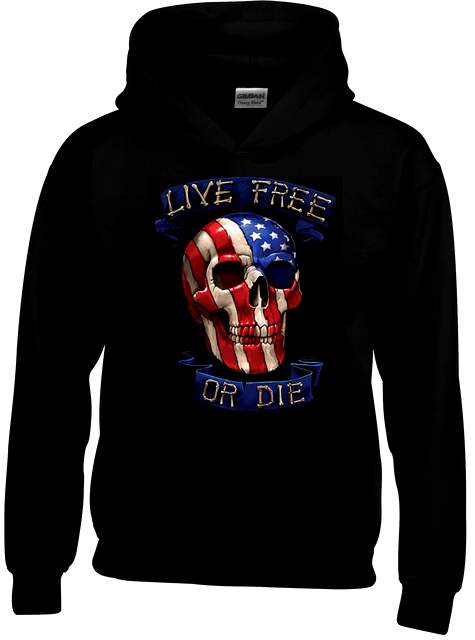 LIVE FREE OR DIE Black color HOODY XXL