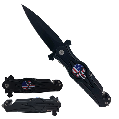 3'' Black blade w/ 4.75'' SKULL ABS 3D Handle