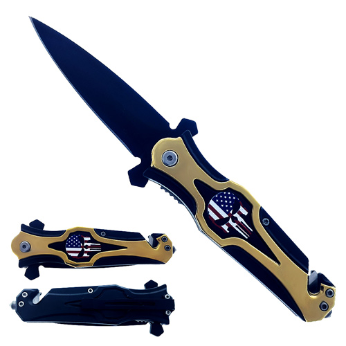 3'' Black blade w/ 4.75'' Gold ABS 3D printed MIRROR handle