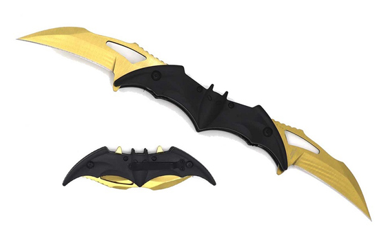 3.5'' GOLD Blade Each Side. Bat Spring Assisted Pocket Knife