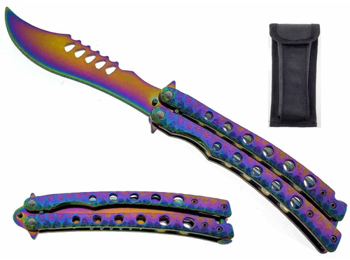 9.38'' Overall w/Safety Lock RAINBOW Handle Butterfly Trainer