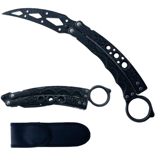 9.38'' Overall Butterfly Trainer KNIFE Practice KNIFE - Black