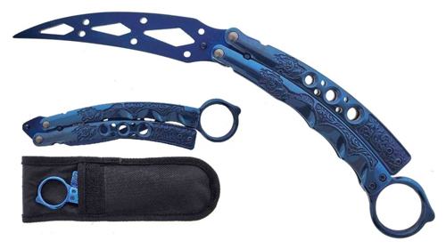 9.38'' Overall BUTTERFLY Trainer KNIFE Practice KNIFE - Blue