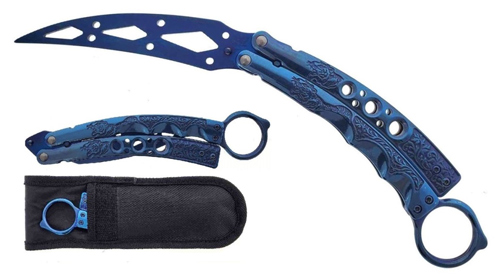 9.38'' Overall Butterfly Trainer Knife Practice Knife - Blue