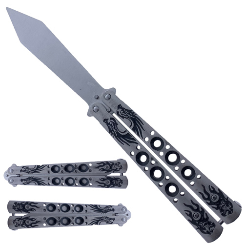 9'' Overall practice butterfly knife Black dragon