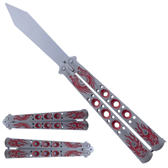 9'' Overall practice butterfly KNIFE red dragon