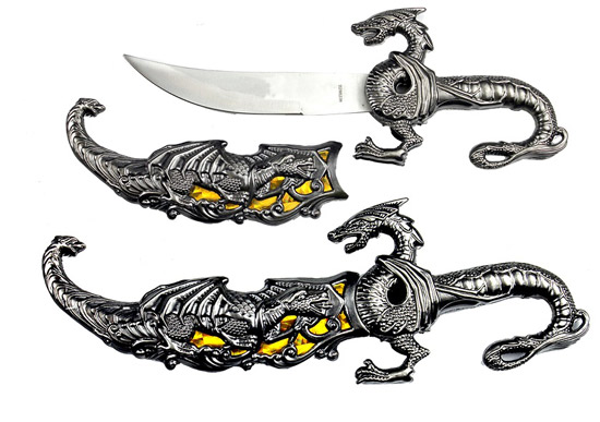 5'' Blade Fantasy Dragon Dagger with gift box (Yellow  fitting)