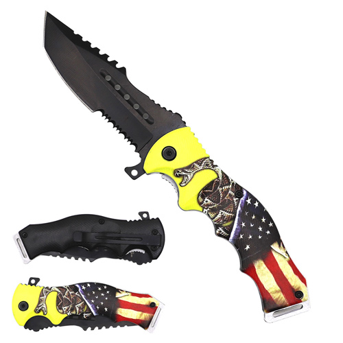 Snake American FLAG  Black color Pocket Knife