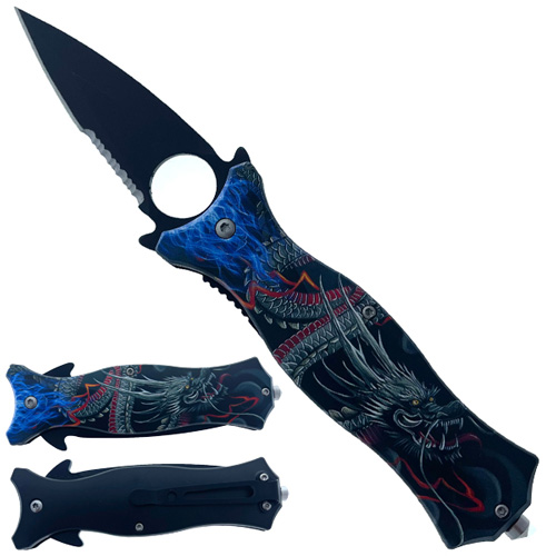 3.75'' Black Blade and 4.25'' Handle w/ABS 3D Joker on Handle