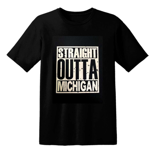 Wholesale STRAGHT OUTTA MCHIGAN Black T shirt
