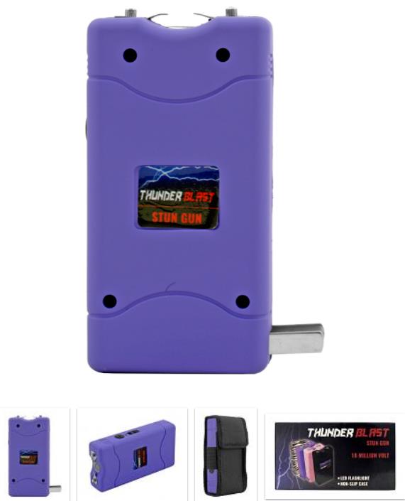 Thunder Blast Stun Gun Flashlight with Carrying Case - Purple