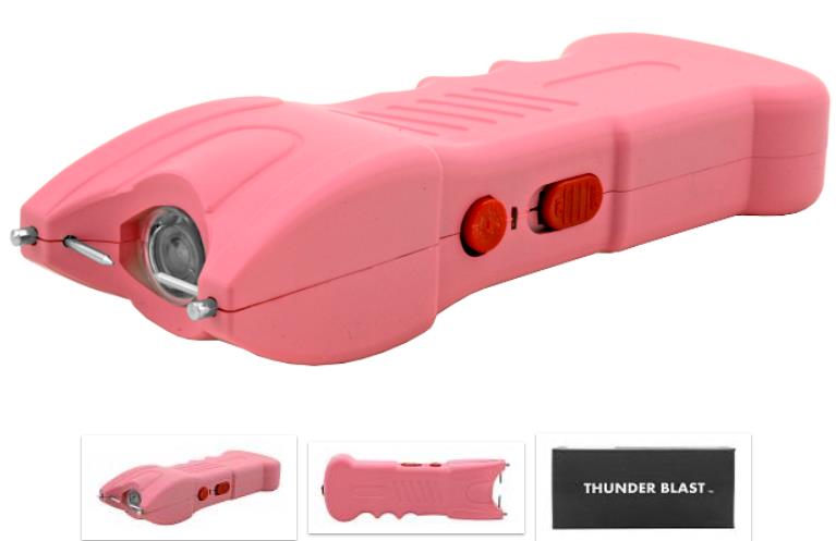 Traditional High Voltage Stun Gun FLASHLIGHT - Pink