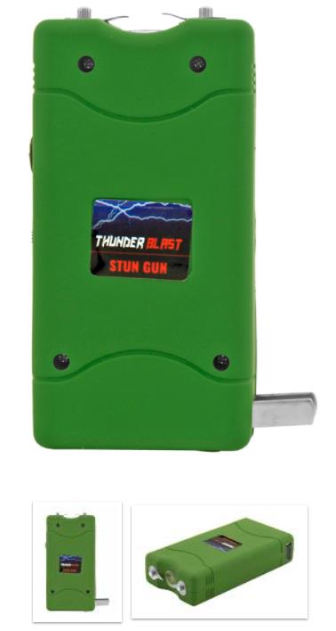Thunder Blast Stun Gun FLASHLIGHT with Carrying Case - Green