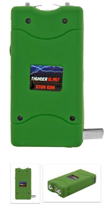 Thunder Blast Stun Gun Flashlight with Carrying Case - Green