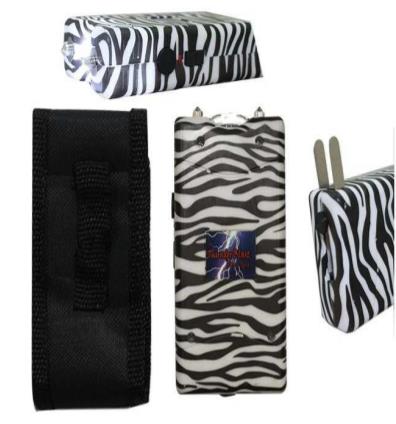 Thunder Blast Stun Gun Flashlight with Carrying Case Black White