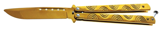 Butterfly Knife: GOLD 4''stainless steel Blade / 5.25 handle