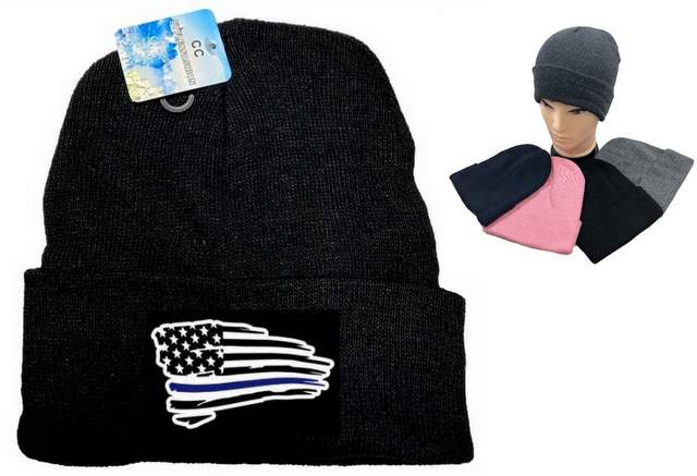 Wholesale Assorted color Winter BEANIE Black the Blue USA Flag