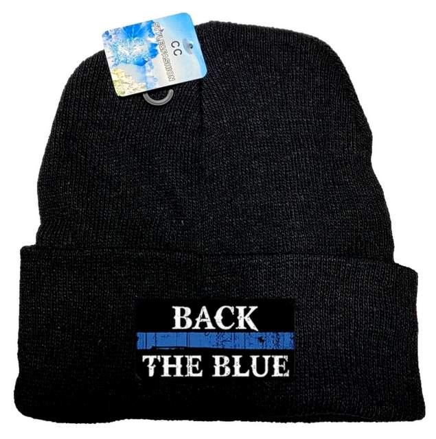 Wholesale Black color Winter Beanie Back the Blue