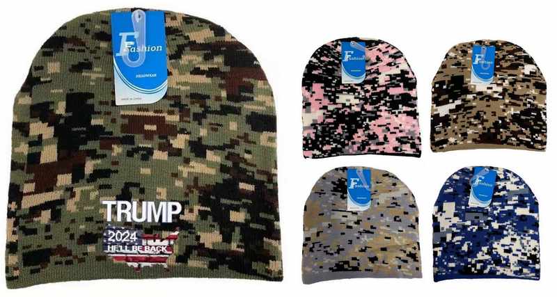 He'll Be Back Trump 2024 Camo Color Winter BEANIE