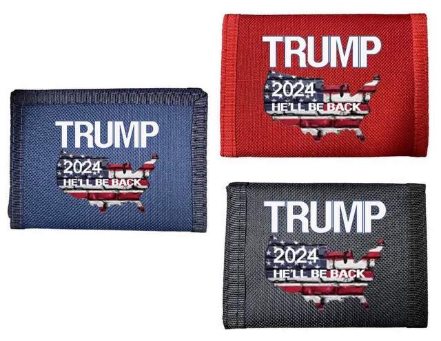 Wholesale Trump 2024 He'll Be Back Canvas Tri-fold WALLET
