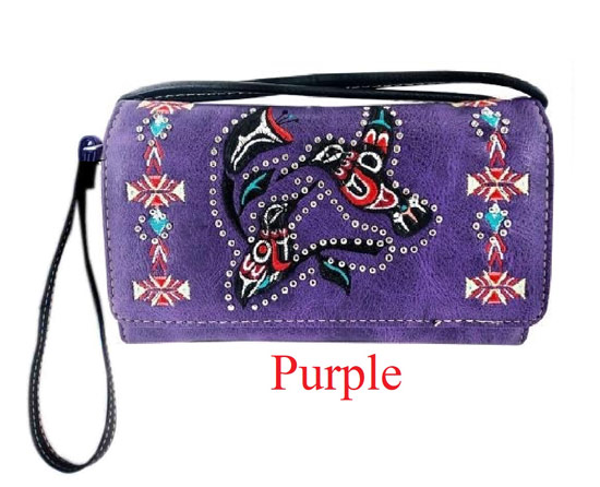 Wholesale Western Wallet Purse Humming BIRDs Design Purple