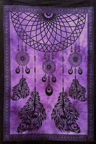 Ombr TIE DYE Dreamcatcher with feather Cotton Tapestries