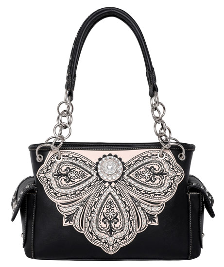 Montana west Rhinestone Embroidery FLOWER Concealed  Handbag