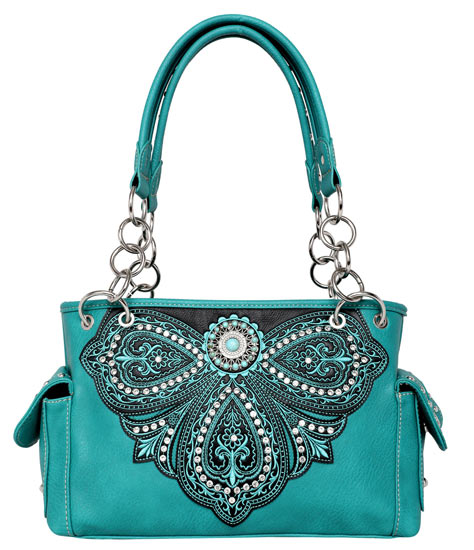 Montana west Rhinestone Embroidery FLOWER Concealed Handbag