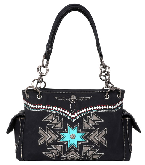 Montana West Aztec Collection Concealed Carry SATCHEL Black