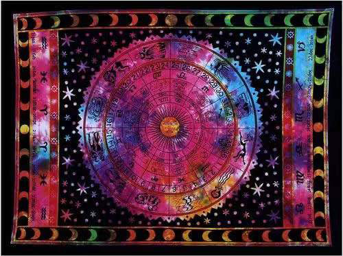 Handmade TIE Dye Rashi Zodiac Graphic Tapestries