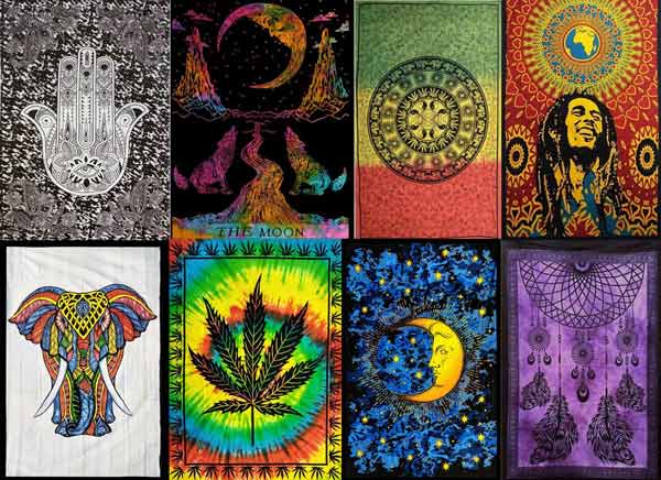 Bulk Lot of 100 Piece TAPESTRIES of Various Styles of Colors