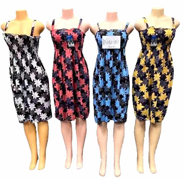 Wholesale Simple Strap Dresses Flower Assorted