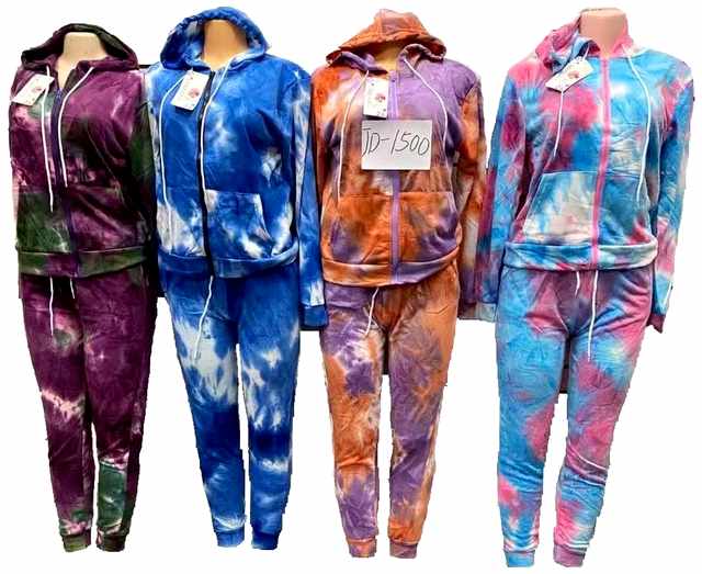 Wholesale TIE Dye workout clothes Zip Hoody sets