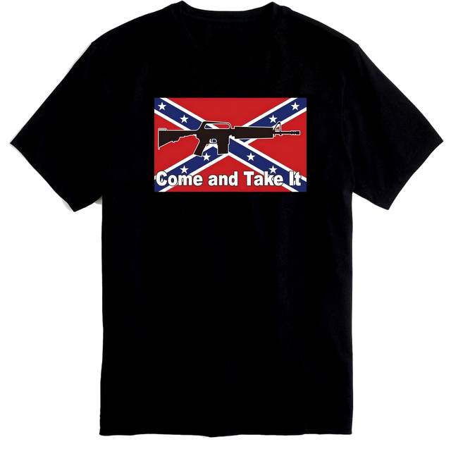 Wholesale Come And Take It Rebel FLAG Black color Tshirt Plus siz