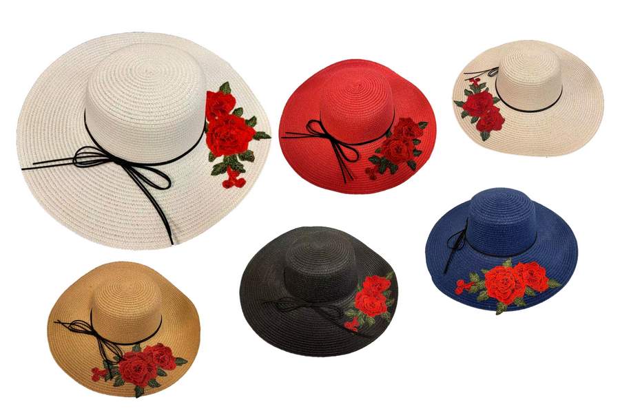Wholesale Lady Sun HAT with Big Rose.