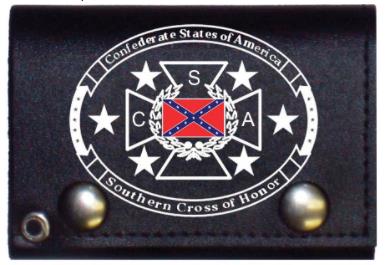 Rebel Confederate Southern Cross of Honor Leather WALLET