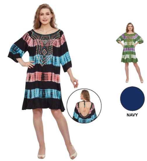 Wholesale Section TIE DYe Open back concept medium sleeve dresses