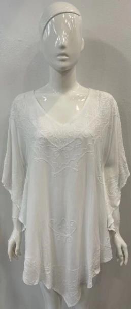 Wholesale White Rayon PONCHO Tops