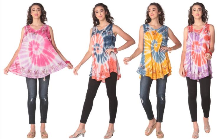 Wholesale Tie Dye Rayon TOPs Assorted