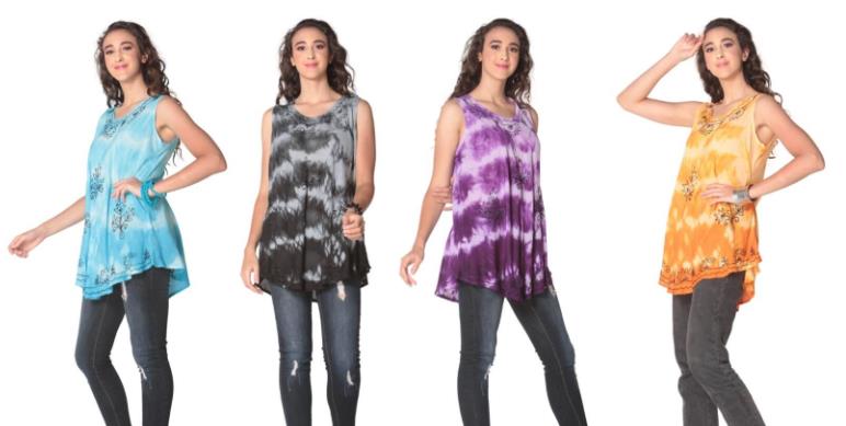 Wholesale Tie Dye Rayon TOPs Assorted