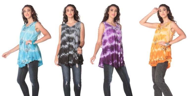 Wholesale TIE DYE Rayon Tops Assorted