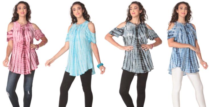 Wholesale Open Shoulder Tie Dye Rayon TOPs