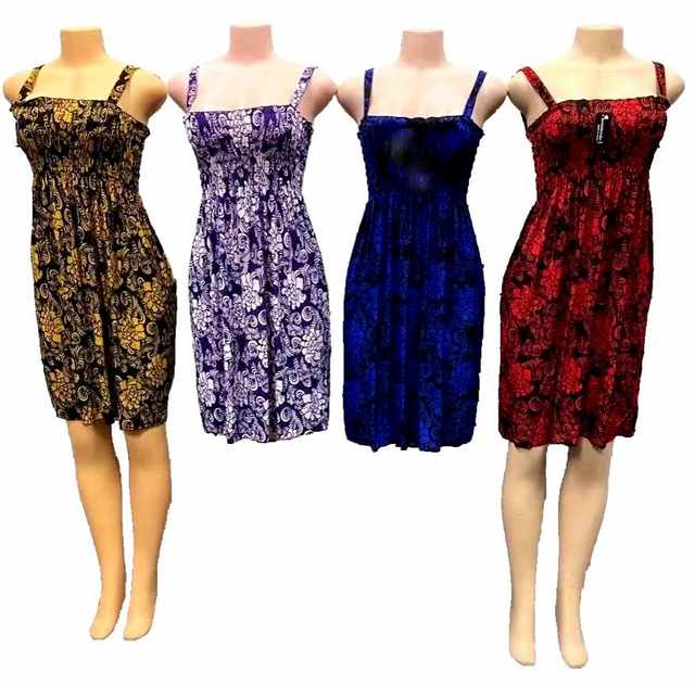 Wholesale Simple Strap FLOWER Printed Dresses Assorted