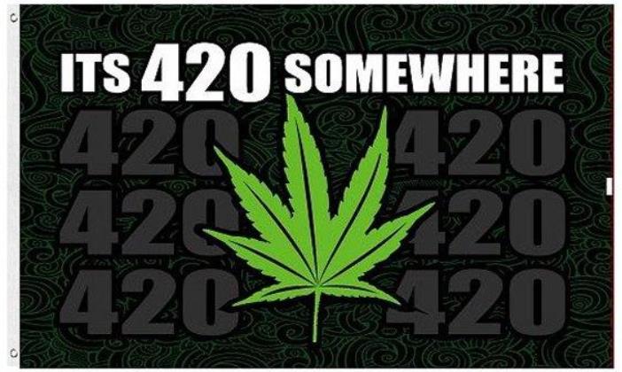 Wholesale Its 420 somewhere Marijuana Leaf Graphic FLAGS