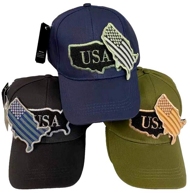 Wholesale Solid color Hat with Detachable FLAG Patch [USA]