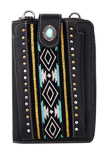 American Bling Aztec Collection Phone WALLET/Crossbody Black
