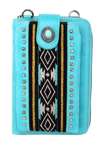 American Bling Aztec Collection Phone WALLET/Crossbody Turquoise