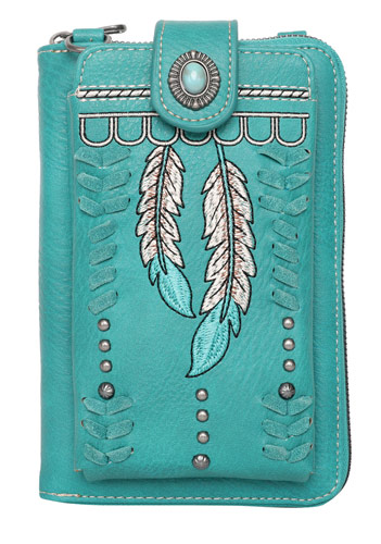 American Bling Leaf Design Collection Crossbody WALLET Purse