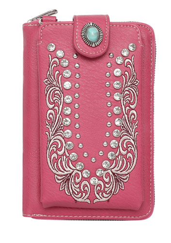 American Bling Embossed Collection Crossbody WALLET Purse